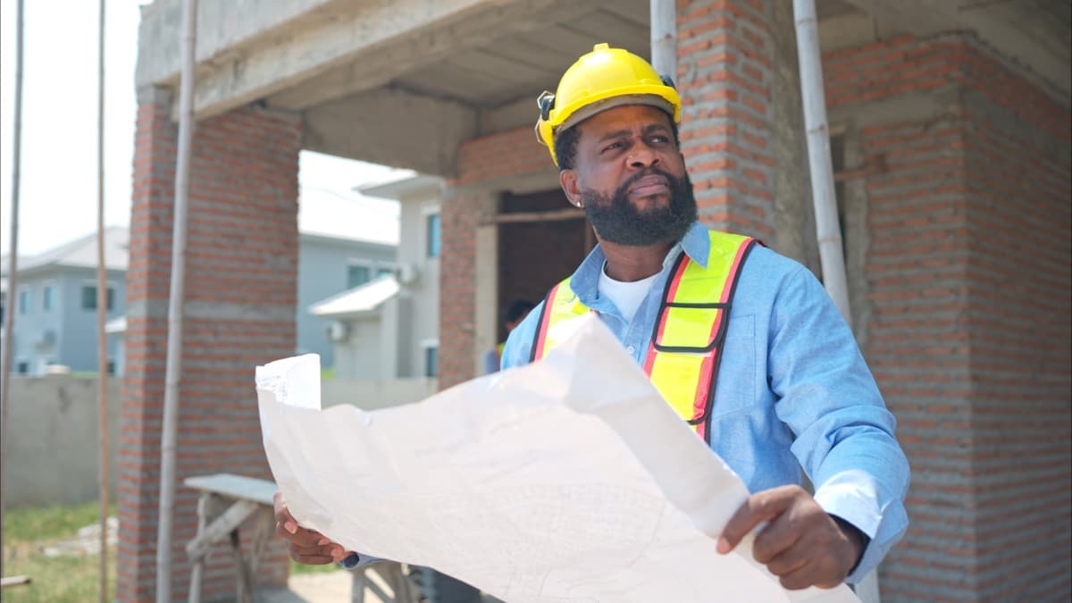 Engineers and contractors working together to assess pool enclosure project plans