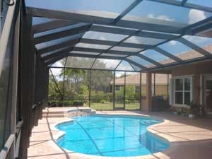 Modified mansard pool enclosure in Parkland near Coral Springs