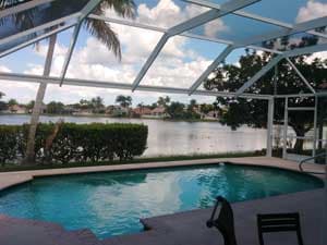 Large pool enclosure with panoramic views in Miami-Dade